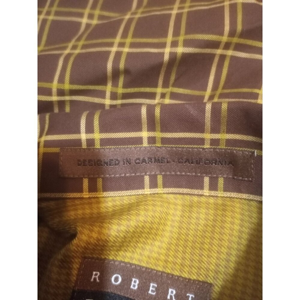 NWT Robert Talbott Brown Yellow Plaid Button Shirt Size 2XL 100% Cotton NEW - Picture 11 of 13